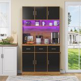 MODFU Dressoir – 100 cm Buffetkast – Met LED-verlichting en App-Bediening – Met Stopcontacten en USB-poorten – Moderne kast voor keuken of eetkamer – 100x40x180 cm
