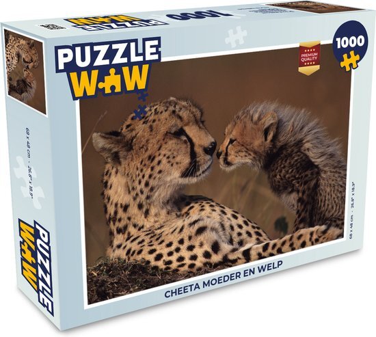 MuchoWow Puzzel Cheeta moeder en welp - Legpuzzel - Puzzel 1000 stukjes volwassenen