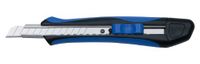 Wedo 78909 Cutter Softgrip 9 mm, rubberen handgreep met glijrem, automatische raster, metalen kern, incl. 2 reservemesjes, blauw