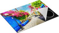 Chefcare Inductie Beschermer Kleurrijke Straat op het Eiland Kos, Griekenland - 75x50 cm - Multicolor