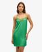 Superdry Robe Courte Caraco en Satin Vert Taille : 38