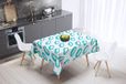 Bonamaison Tafelkleed, Anti-Mold, Sneldrogend, Waterdicht, 100% Polyester Tafellaken, Turkoois, wit, 140 x 140 Cm