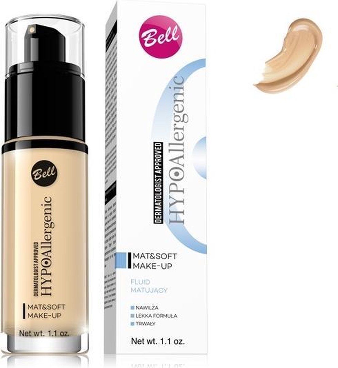 Bell Hypoallergene Mat&Soft Make-Up hypoallergene mattenvloeistof 02 Natuurlijke 30g