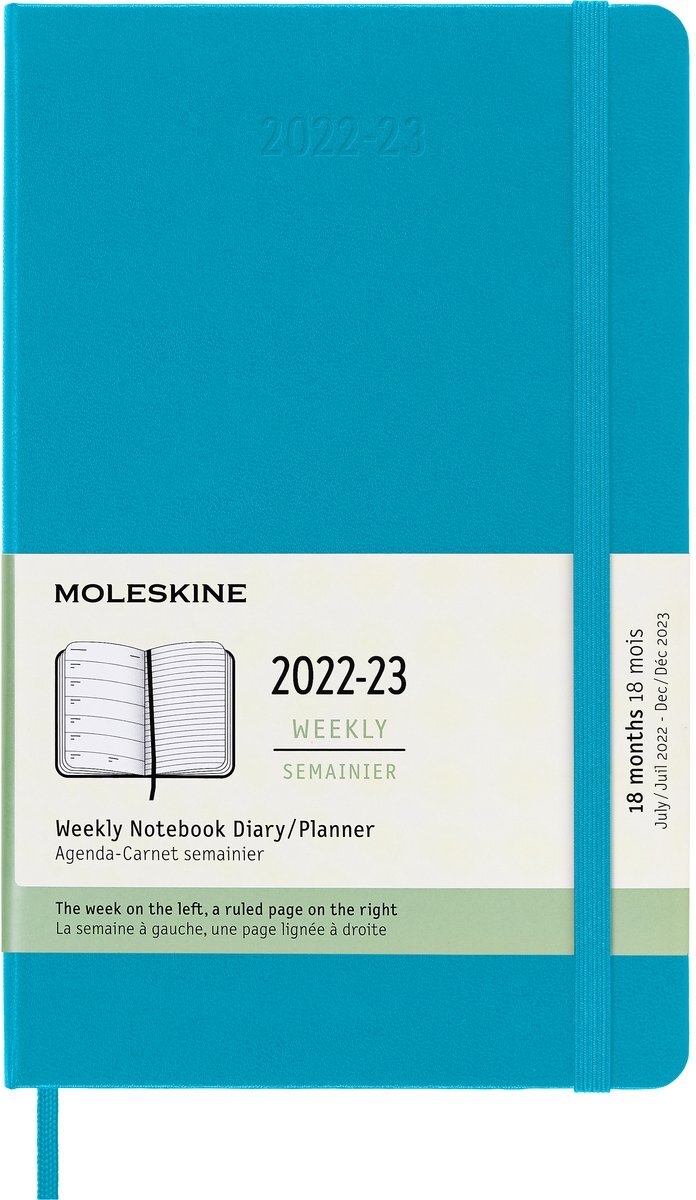 Moleskine large 18 maanden weekagenda 2022/2023 hardcover mangaan blauw