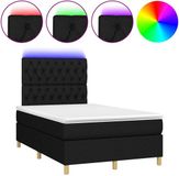 vidaXL Boxspringbed met matras en LED-verlichting, zwart, 120x200 cm, gestoffeerd
