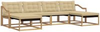 vidaXL - Bank loungeset - 6 zitplaatsen - Wit en Beige - Acacia hout
