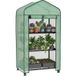 Outsunny Mini Serre De Jardin 3 Étagères Porte Enroulable 4 Roulettes