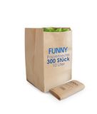 Funny Semy Biologische papieren zakken, circa 10 l, per stuk verpakt (1 x 300 stuks), bruin
