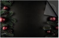 Dietrix Inductie Beschermer - 65x52cm - Rode Kerstballen op Zwart - DELUXE