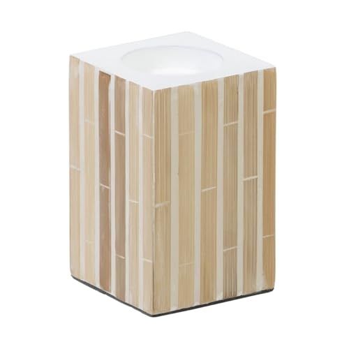 BigBuy Home Theelichthouder, beige, bamboe, MDF, 10,5 x 10,5 x 16 cm