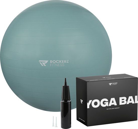 Rockerz Fitness® - Yoga bal inclusief pomp - 75 cm - Petrol
