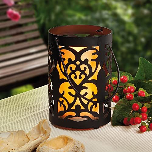 Hellum 300277 Lantaarn Decoratie Ornament Metaal met LED-Kaars Geel Windlicht Kaarsenhouder Outdoor