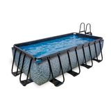 EXIT Stone Rectangular Pool 400x200x100cm - Grey - with Filter Pump