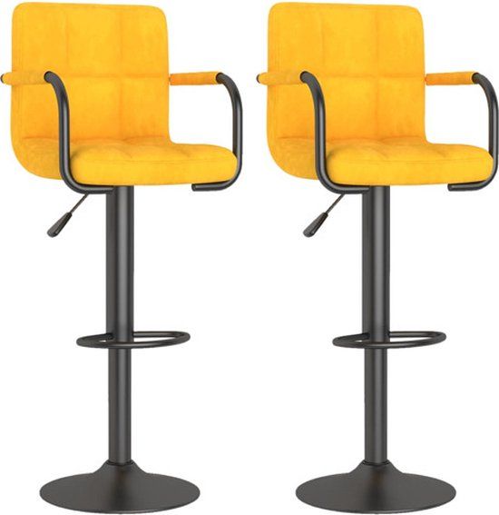 vidaXL Barkrukken - 2 stuks - Fluweel - Mosterdgeel