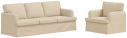 vidaXL Canapé 2 places Crème Tissu