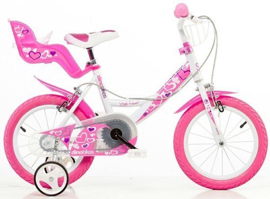 Dino Little Heart - Fiets - Meisjes - Wit - 14 Inch