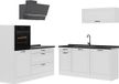 Vicco Complete keukeneenheid R-Line, Wit landelijk/Wit, 160 cm antraciet werkblad