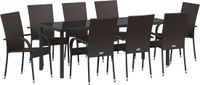 vidaXL Tuinset, 5-delig, bruin, gepoedercoat staal