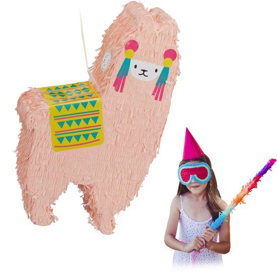Relaxdays Pinata Lama - 50 cm - Kinderen - Verjaardag - Leeg - Alpaca