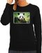 Bellatio Decorations Panda Dieren sweater met pandaberen foto - zwart - voor dames - natuur / panda cadeau trui - kleding / sweat shirt XXL