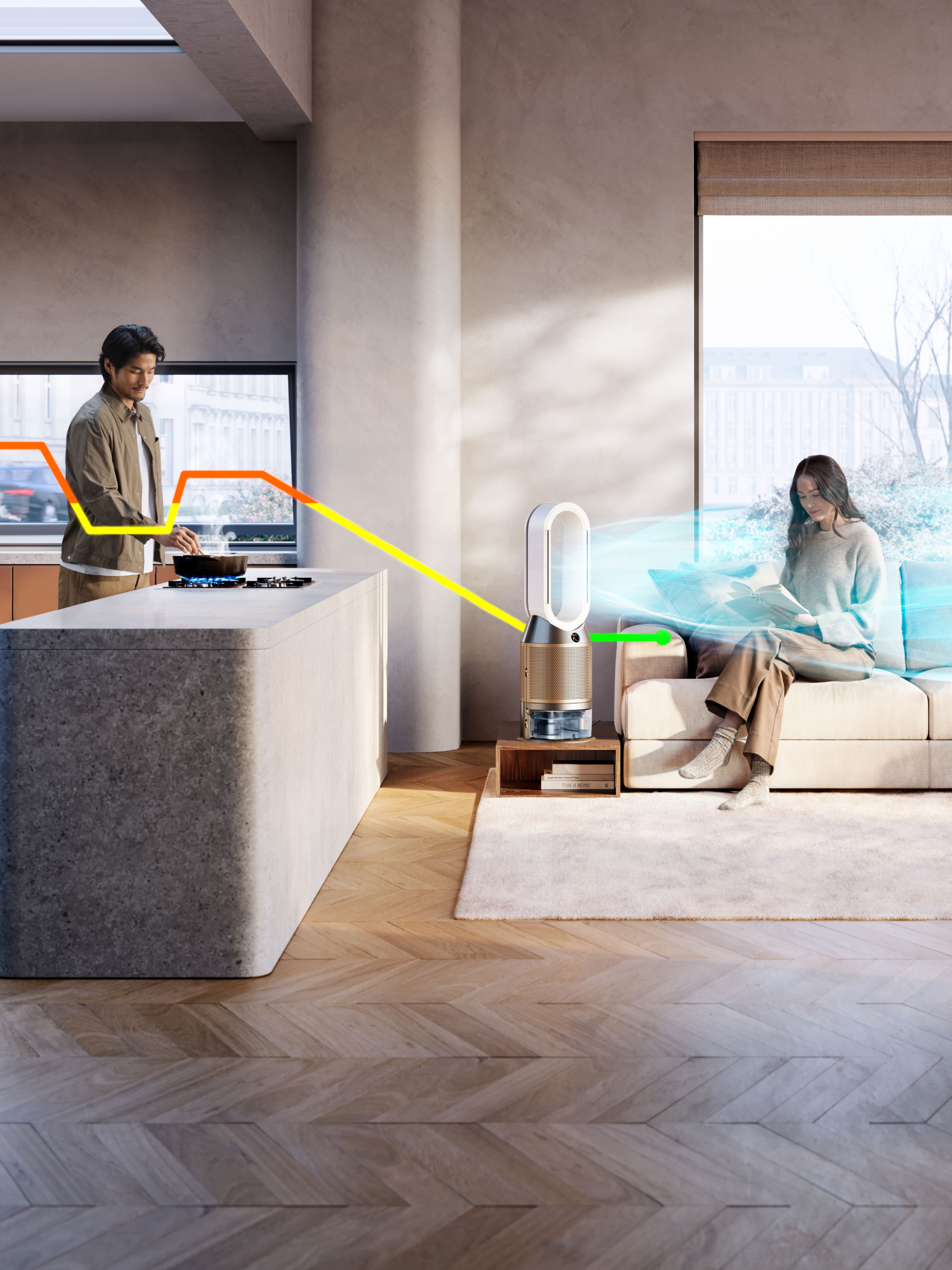 Dyson Purifier Humidify + Cool PH2 De-NOx - Luchtreiniger - Ventilator - HEPA filter - Wit/Goud
