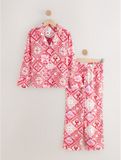 Next - Dames - Satijnen pyjama met knoopsluiting - Roze