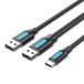 Watio Wave Kabel, 2 x USB 2.0/m, USB C/m, 1 m, zwart