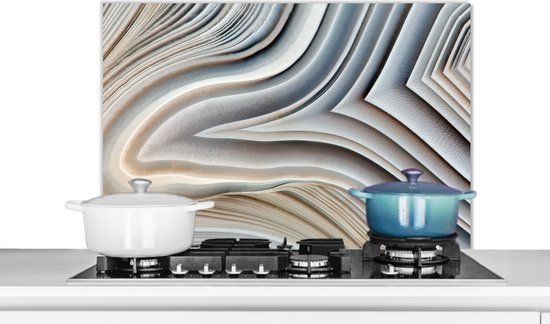Spatscherm keuken 80x55 cm Marmerlook - Aluminium