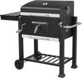 Happiq Gril sur roulettes – Convient pour 5–10 personnes – Gril XXL – Avec couvercle, 3 grilles et plaque de charbon réglable – Pour jardin et camping
