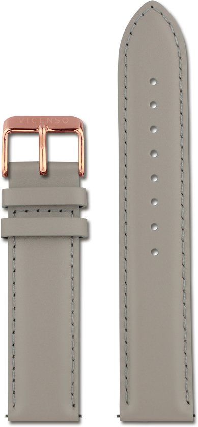 Vicenso LEDEREN HORLOGEBAND VIS005 GRIJS/ROSÃ© 20 MM