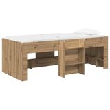 vidaXL Kinderhoogslaper Artisanaal eiken 90 x 200 cm Bewerkt hout