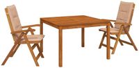 vidaXL 3-delige tuinset Naturel Massief Acacia Hout