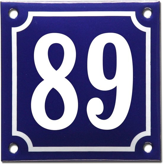 EmailleDesignÂ® Emaille huisnummer blauw/wit nr. 89