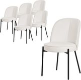 ML-Design Eetkamerstoelen set van 6 beige gestoffeerd met rugleuning en metalen poten