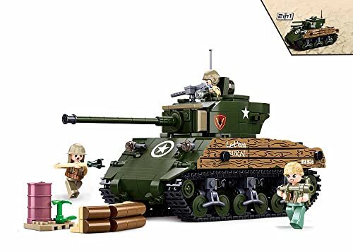 Sluban Klemmbausteine M38-B1110 WWII-M4A3 (76W) Medium Tank