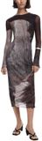 Desigual Printed Long Sleeve Round Neck Dress Wo - Brown Dresses