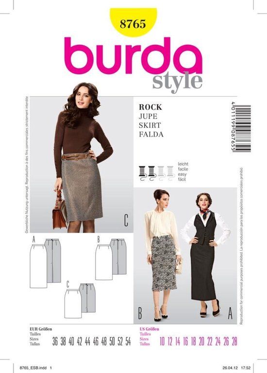 Burda Naaipatroon 8765 - Rok in variaties