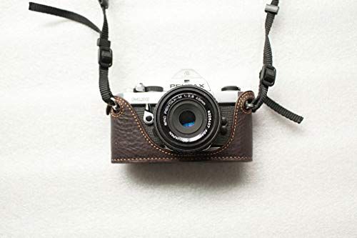 Funper Handgemaakte Echt Lederen Half Camera Hoesje Hoes voor Pentax MX - DONKERBRUIN