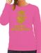 Bellatio Decorations Foute Kersttrui/Sweater Dames - Merry Christmas - Roze - Glitter Goud - Kerstman XXL