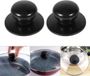 Set de 2 boutons de couvercle universels pour casseroles, en acier inoxydable (noir).