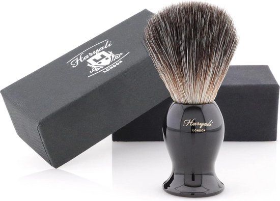 Haryali London Mannen Scheerkwast - Zwart Dassenhaar - Ebbenhout - Made in England
