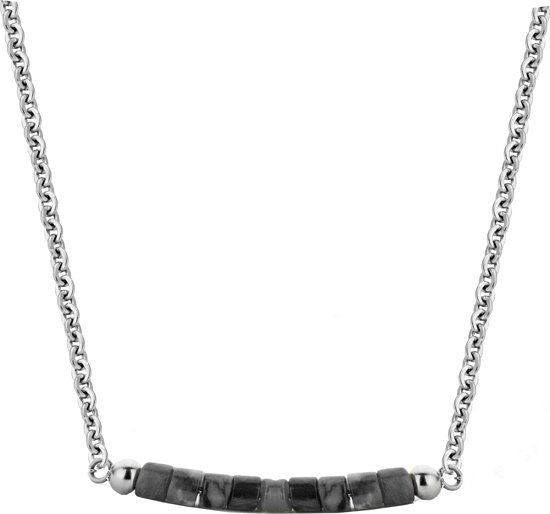 CO88 Collection Serenity Collier 8CN 26101 - Agaat 5 mm - Zilverkleurig/Zwart