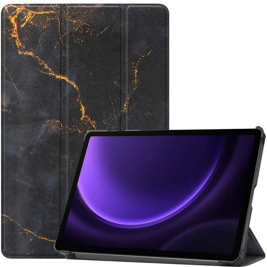 imoshion Tablet Hoes - Geschikt voor Samsung Galaxy Tab S10 FE / Galaxy Tab S9 11.0 inch FE / Galaxy Tab S9 11.0 inch / Galaxy Tab S10 Lite - Trifold design - Black Marble