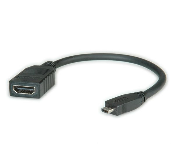 VALUE HDMI High Speed Kabel mit Ethernet, HDMI F - Micro HDMI M 0,15m