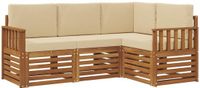 vidaXL - Bank loungeset - 4 zitplekken - Natuurlijk en beige - Polyester