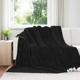 vidaXL Plaid Zwart Fleece 220 x 240 cm