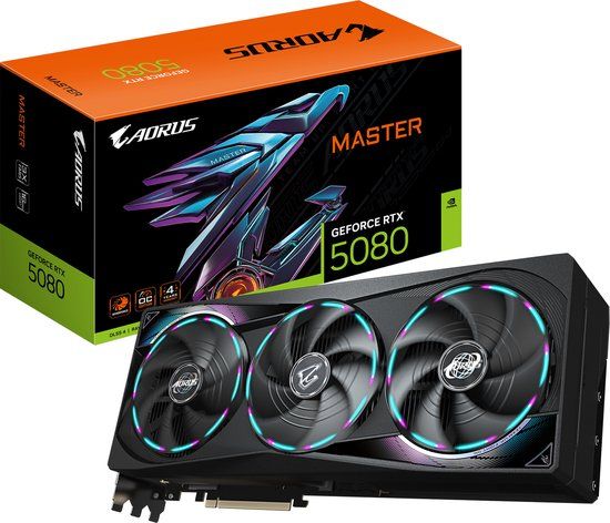GIGABYTE AORUS GeForce RTX 5080 MASTER 16G - 16GB GDDR7 - Videokaart