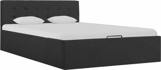 VidaXL Bedframe met hydraulische opslag, stof, donkergrijs, 120x200 cm