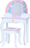 Teamson Kids Houten Kaptafel Kinderen - Tafel en Stoel Set - Roze/Regenboog