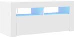 vidaXL Meuble TV avec éclairage LED 90x35x40 cm Blanc